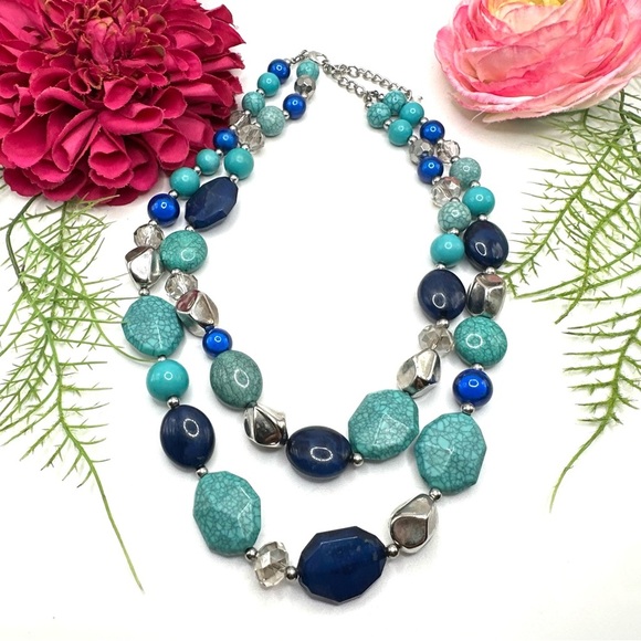 NEW⚜️Turquoise Inspired Acrylic Beaded Necklace - Picture 3 of 6